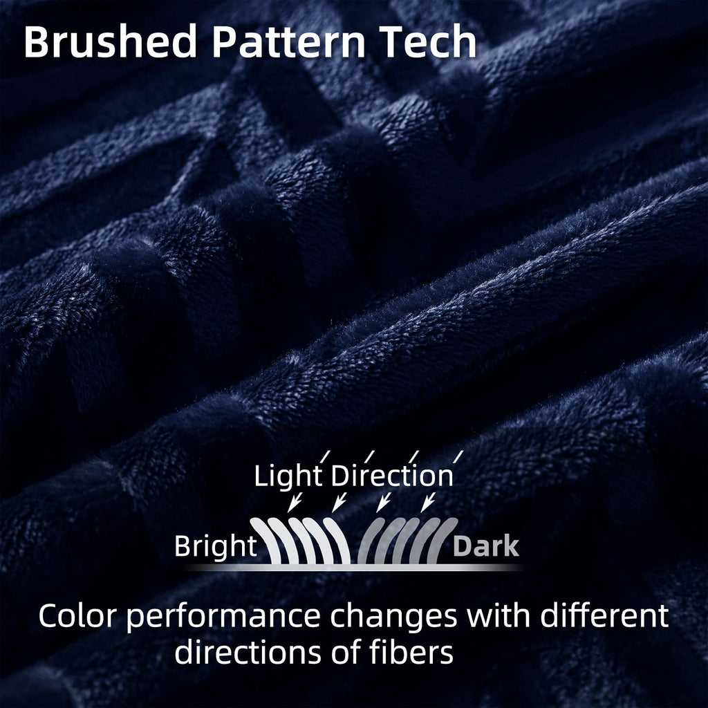 Flannel Fleece Fall Throw Blanket for Couch, Navy Blue