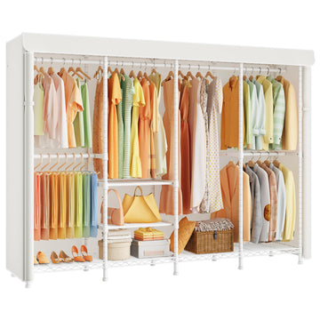 H41C Clothes Rack with Cover, Covered Clothing Rack Heavy Duty