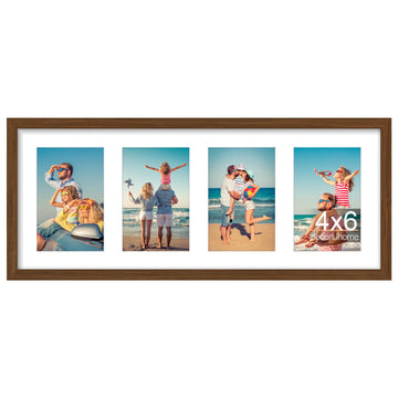 4 4x6 Picture frames Collage Wall Decor with Mat, Brown