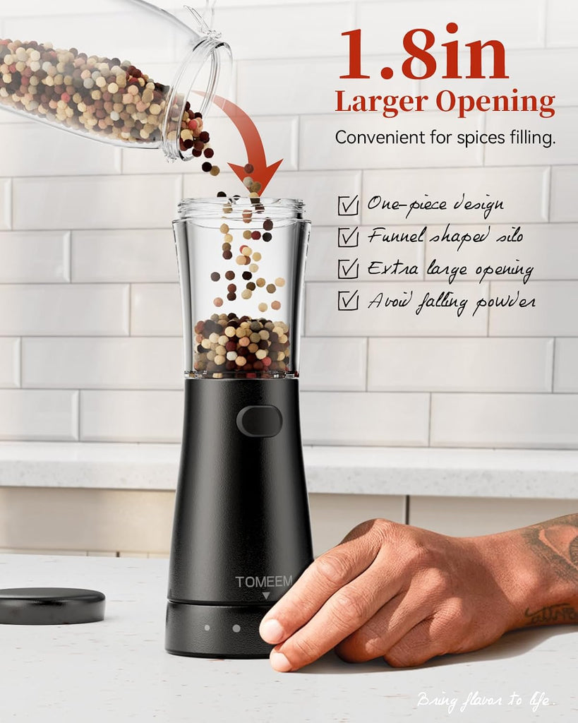 Electric Salt and Pepper Grinder Set with Storage Base, Stainless Steel Rechargeable Salt and Pepper Grinder Set - Set of 2