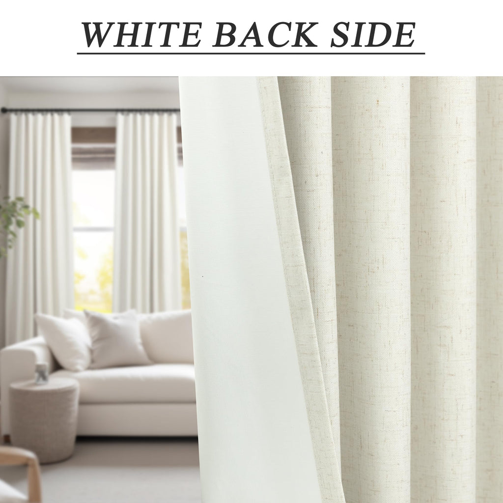 100% Blackout Linen Curtains 45 Inches Long 2 Panel Short Length Kitchen Curtain for Small Window Treatment Basement