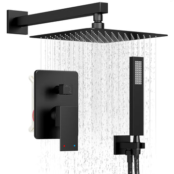 10" Rain Shower System with Handheld & Valve, Matte Black