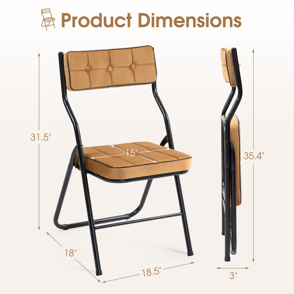 Padded Folding Chairs, Folding Chairs with Cushion Set of 4