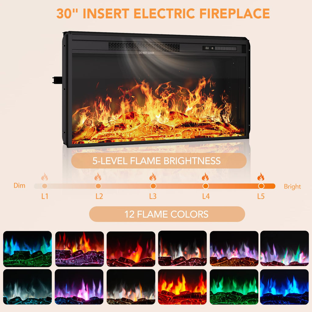 2-in-1 Multifunctional Fireplace TV Stand with 30" Removable Electric Fireplace, 70" Farmhouse Entertainment Center
