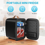 Mini Fridge for Bedroom, 4L Compact Personal Fridge Cooler For Skincare, Drinks, And Snacks, Fits 6 Cans, Mini