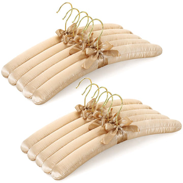Padded Hangers for Women Clothing, 10-Pack Thick Foam Padded Satin Hangers No Shoulder Bump for Sweaters, Coat