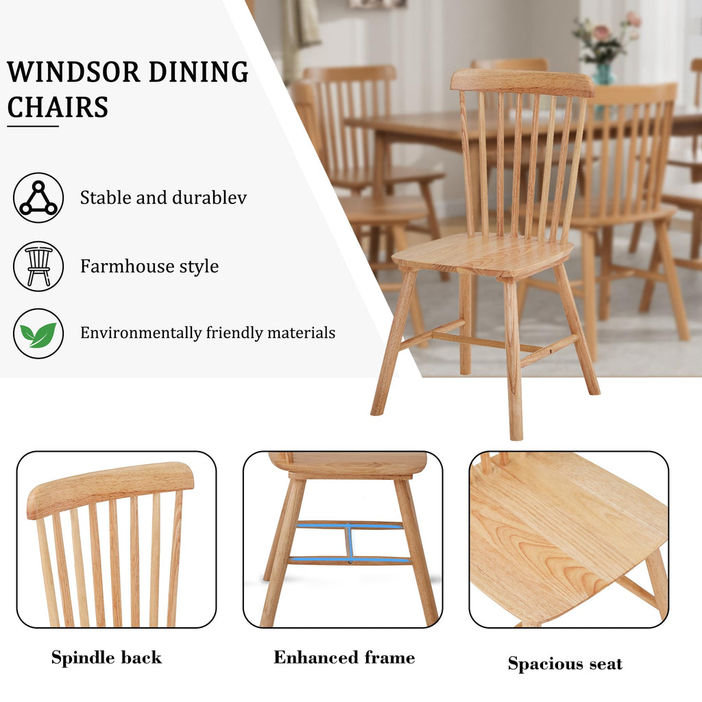 Dining Chairs Set of 4, Farmhouse Solid Wood Windsor Kitchen Chairs Set with Spindle Back for Restaurant Dining Room