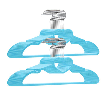 Plastic Hangers 20 Pack, Blue Shirt Hangers Ultra Thin Space Saving with 360 Degree Swivel Hook, Strong & Durable