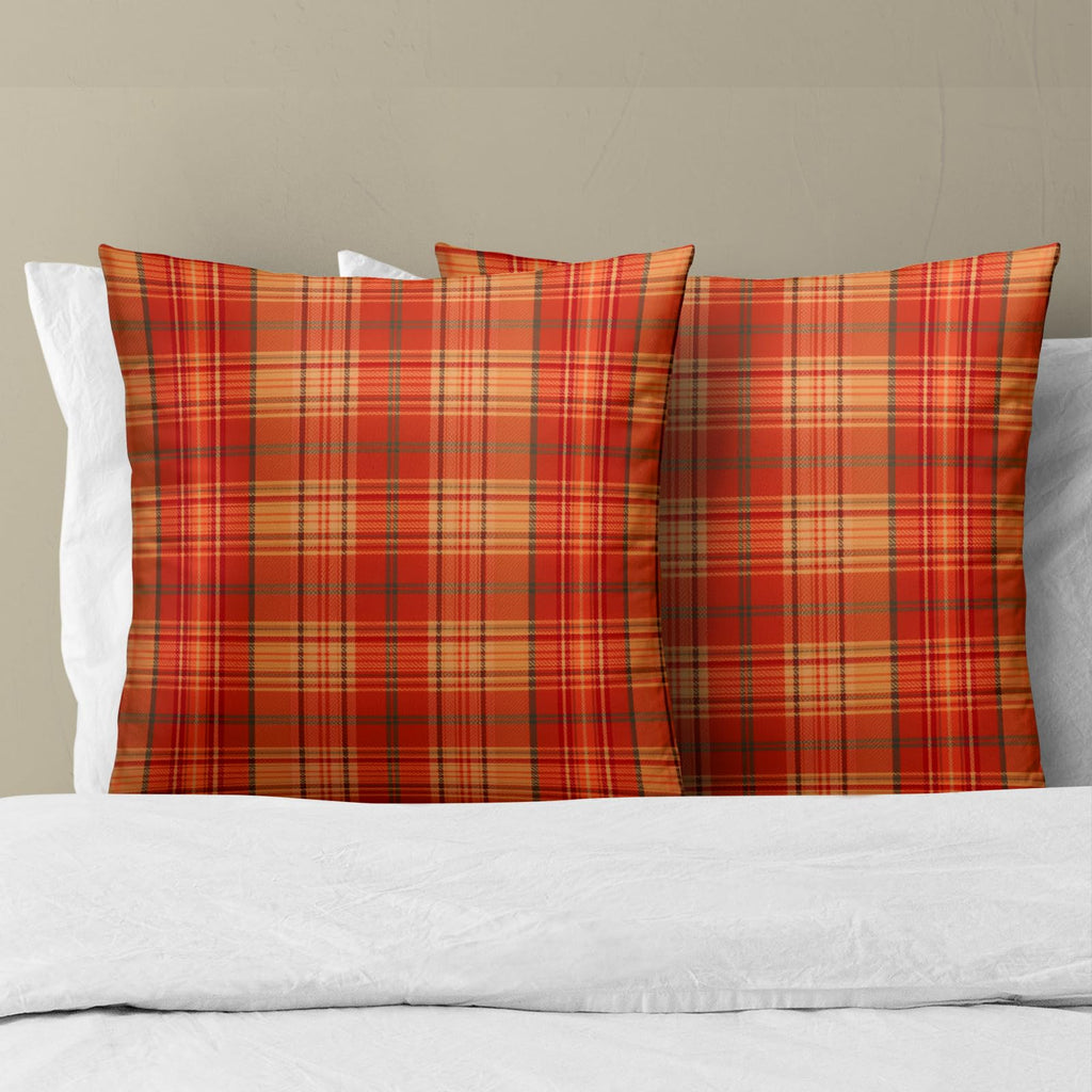Fall Plaid Throw Pillow Covers 24x24inch Set of 2 Burnt Orange Buffalo Plaid Print Pillowcase Autumn Colored Tartan