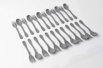 Eco Plant Based 24 Pack Reusable Bamboo Flatware Set (GREY)
