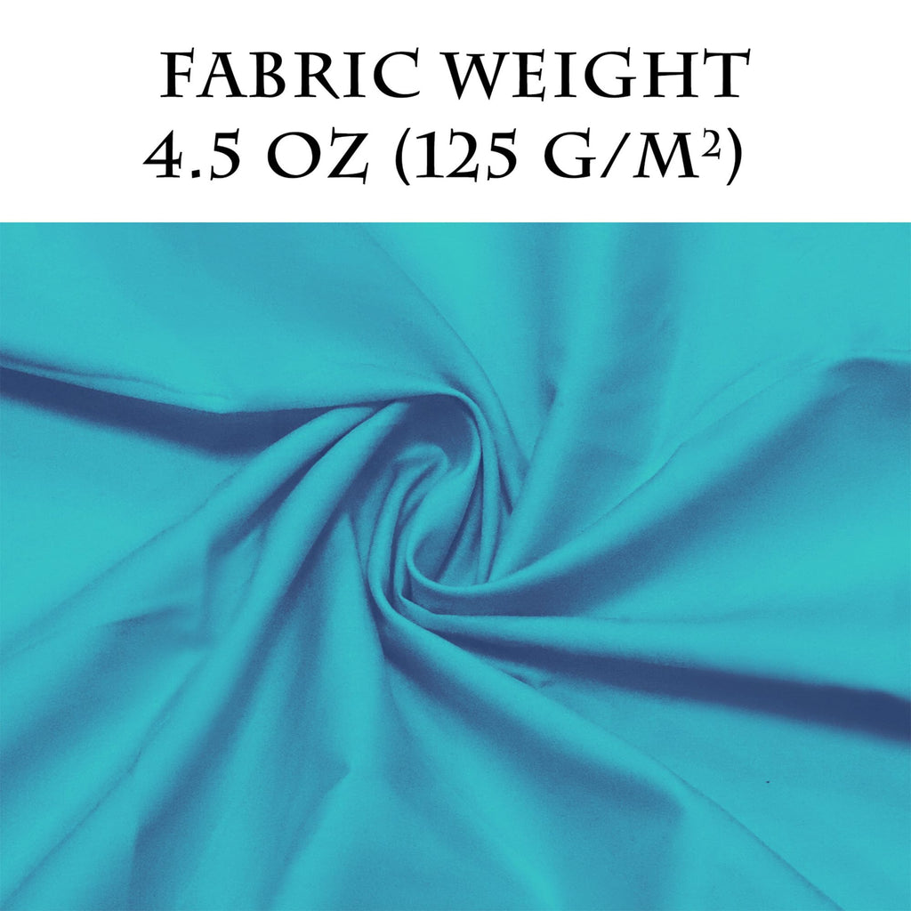 Turquoise Cotton Fabric 1 Yard, 100% Natural Cotton Poplin Fabric by The Yard, 59 Inches Wide Lining Fabric for