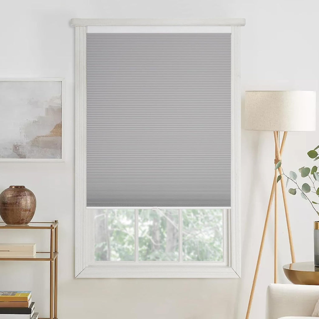 Cordless No Tools No Drill Cordless Cellular Shades, Blackou - Grey