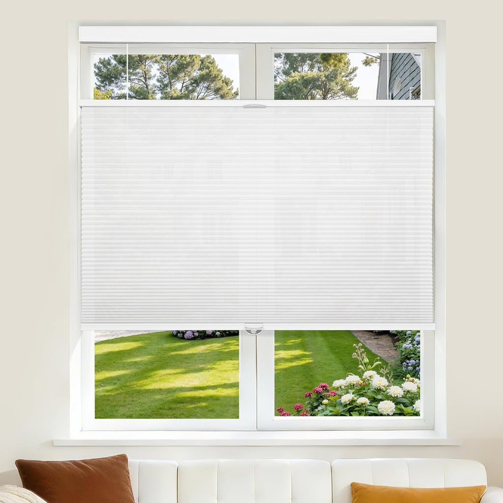 No Drill Top Down Bottom Up Cellular Shades Blackout, | 1.5" - White ()