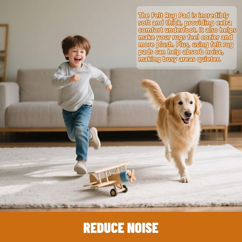 4' x 6' Non Slip Rug Pad Waterproof, 1/4" Thick 100% Felt +Rubber Rug Pad, Under Area Rug Pad Protective Cushioning - Set of 24