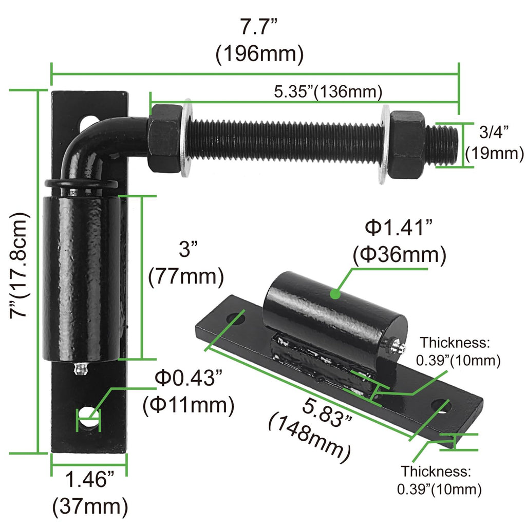 Industrial Heavy Duty Bolt on 3/4" J Bolt Gate Hinge for Large Heavy Driveway Gates Up to 1100 Pounds, No Welding