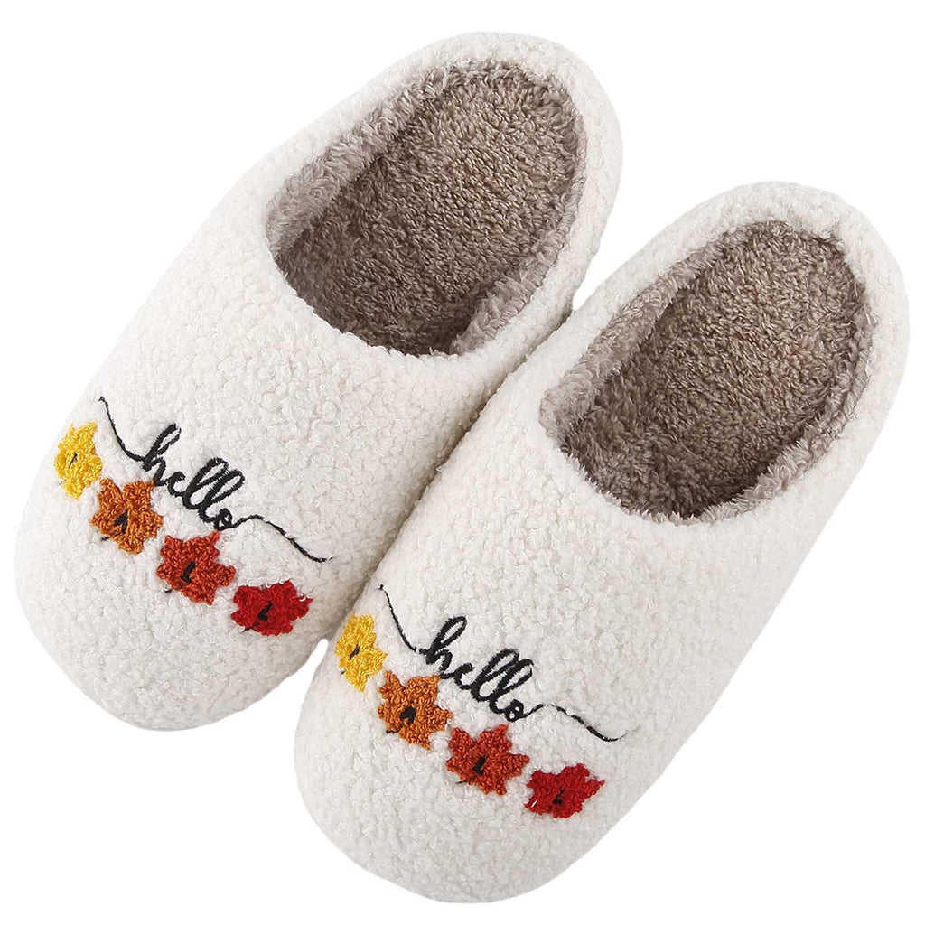 Fall Leaves Garlands Slippers For Women Men Autumn Decor Thanksgiving Decor Fall Flowers Gifts Hello Slipper