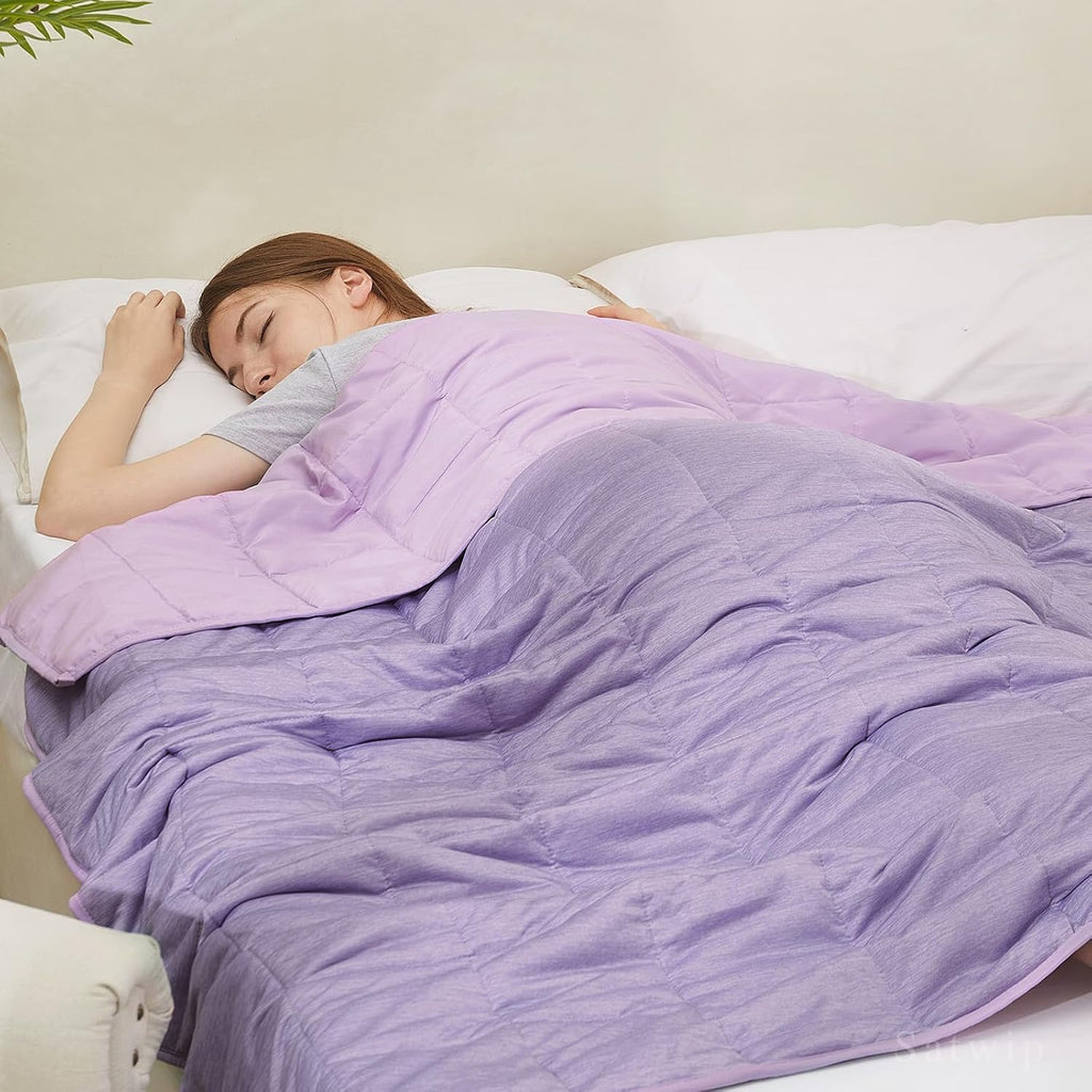 Weighted Blanket Queen Size 15 LBS, Cooling Weighted Blanket for Hot Sleepers, Cool Moire Jersey with Soft Breathable