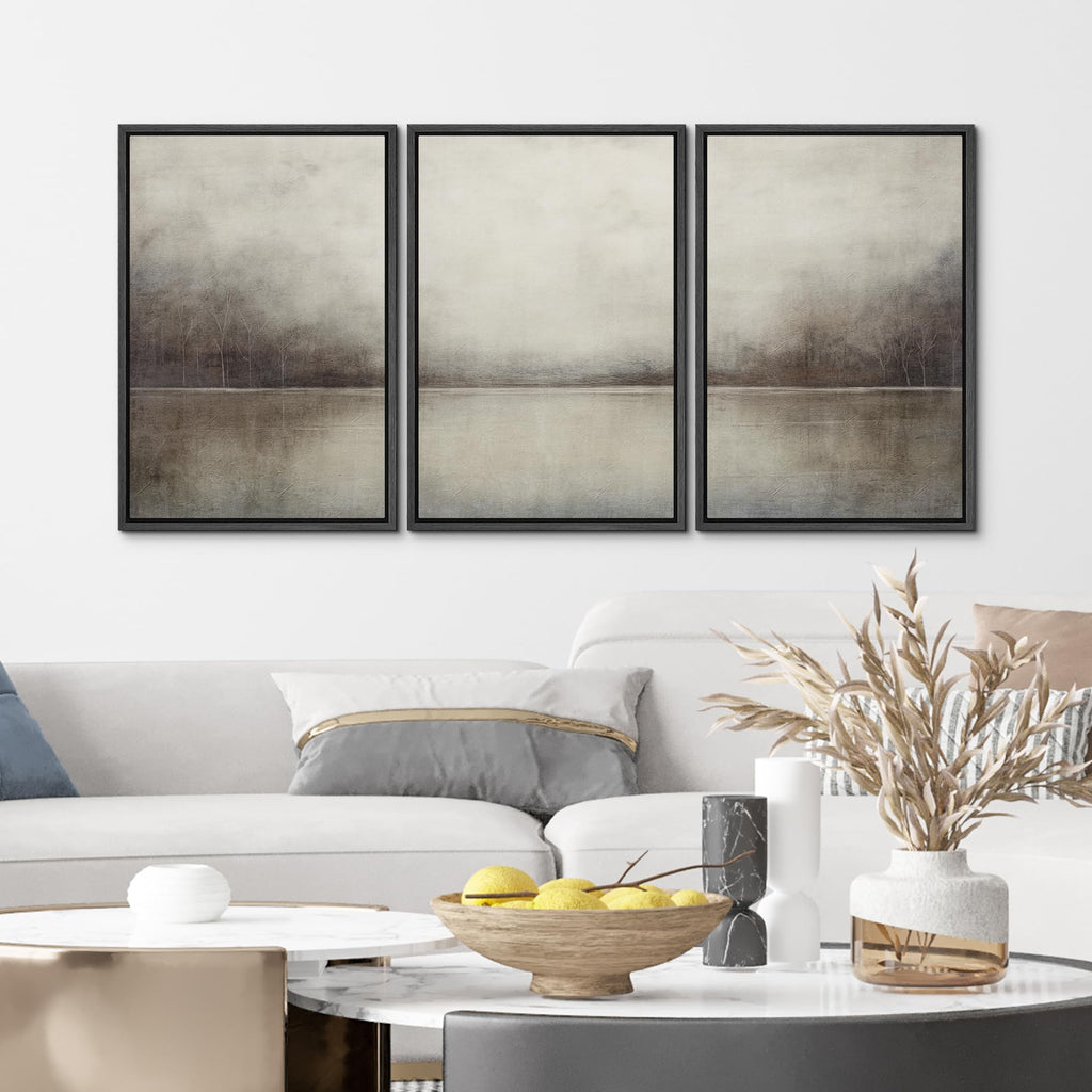 Framed Canvas Print Wall Art Set Abstract Landscape Nature Wilderness Illustration Modern Art Decorative Realism