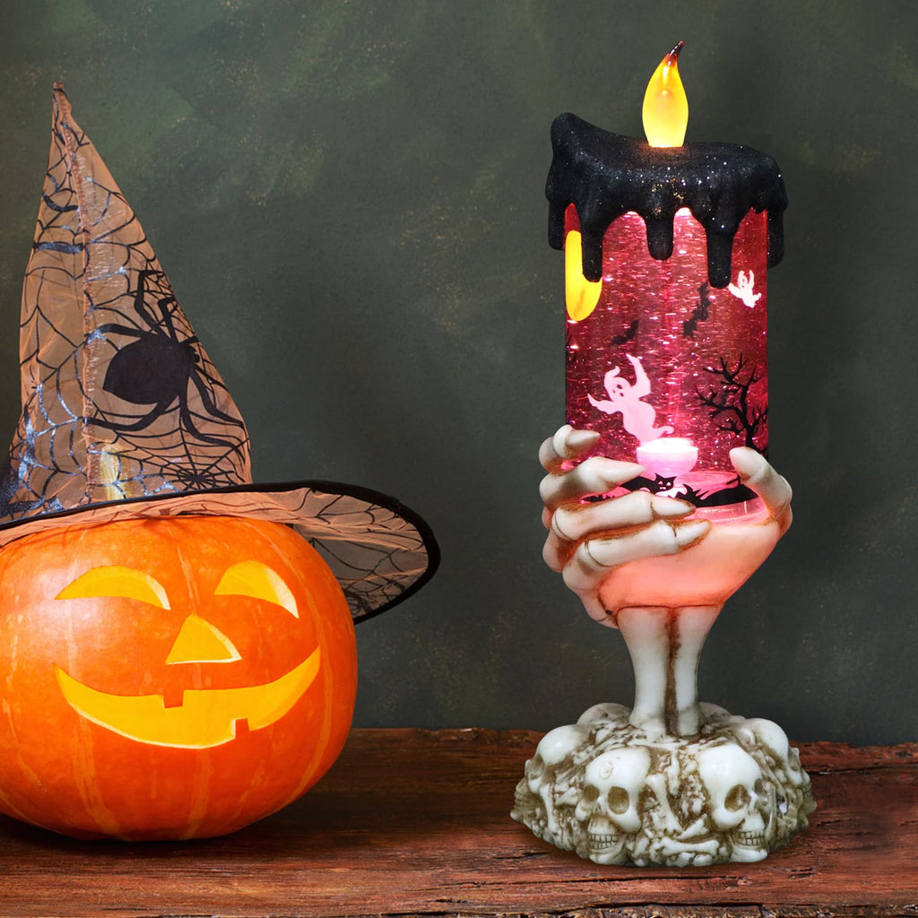 Ghost Snow Globe Flameless Candle Battery Operated with Timer