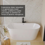 59 Inch Free Standing Bathtub,Made of Pure Acrylic Material with 8 Layers of Reinforced Coating,Cupc Certified