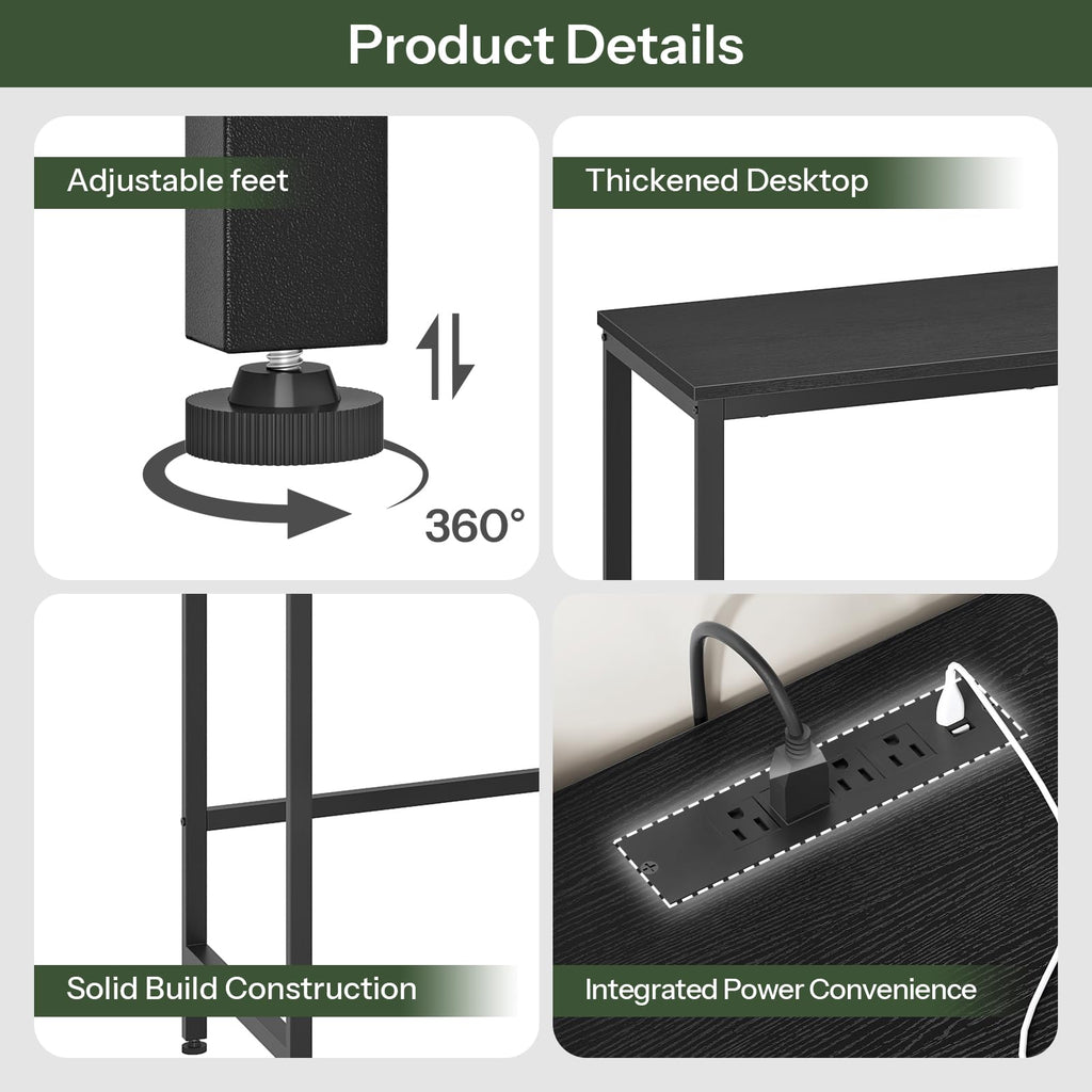 78.7" Two Person Computer Desk with Power Outlet & 3-Tier Shelf, Large Industrial Office Desk with 4 AC Outlets & 2
