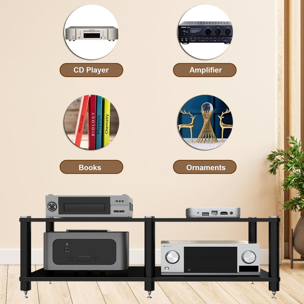 2-Tier AV Media Stand and Audio Rack with Vibration-Dampening Feet