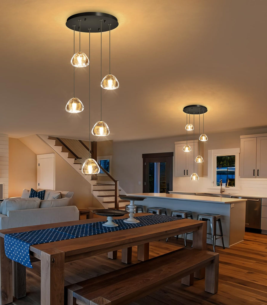 Modern Glam Chandelier LED Kitchen Pendant Lights Island Lighting Remote Dimmable Fixtures Bubble Crystal Floating