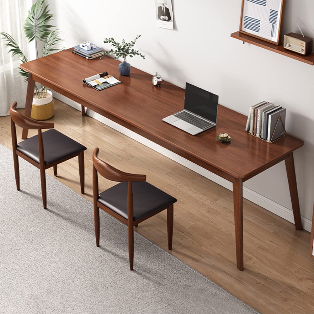 Mid-Century Long Desk Table, 63" W x 20" D, Walnut