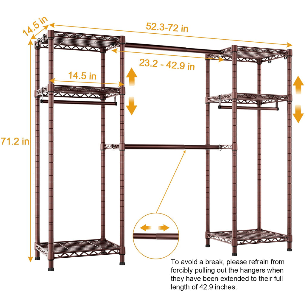 E7 Heavy Duty Closet Garment Rack, Clothes Storage Organizer System