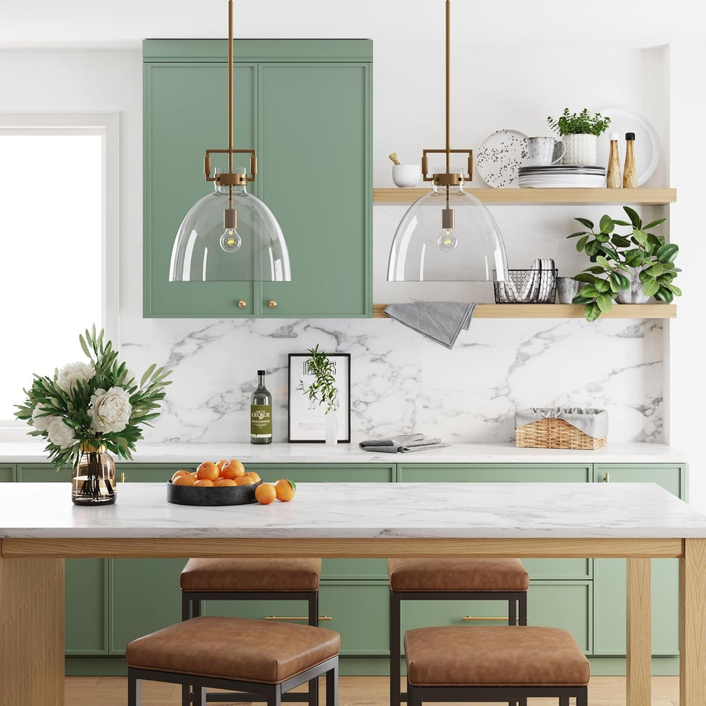 Leigh Pendant Lighting, Hanging Ceiling Light with Oversized Glass Shade and Adjustable Cord, for Kitchen Island or