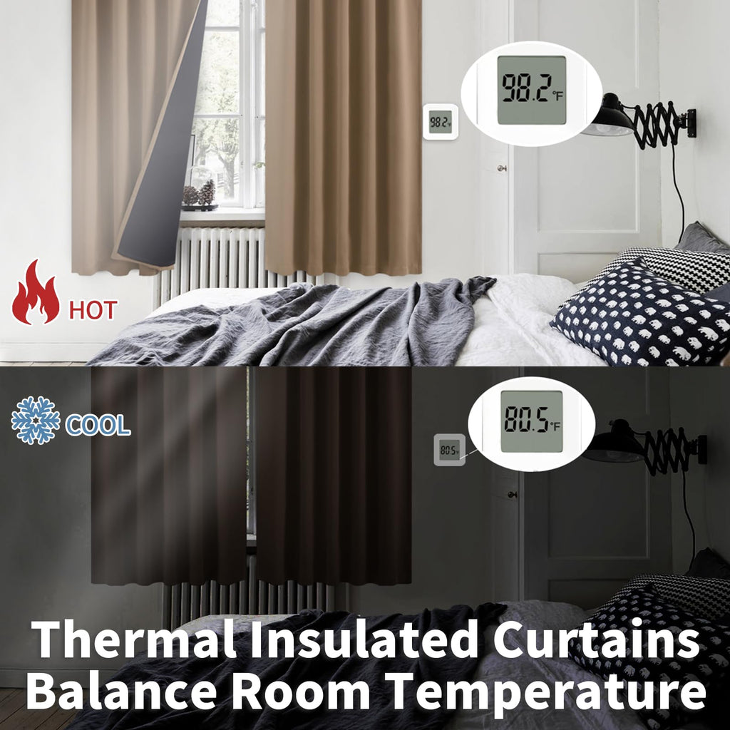 Thermal Insulated 100% Blackout Curtains 45 Inches Long with Liner
