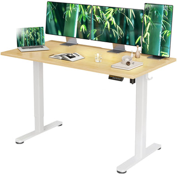 Electric Height Adjustable Standing Desk, 55x24 Inch, Bamboo