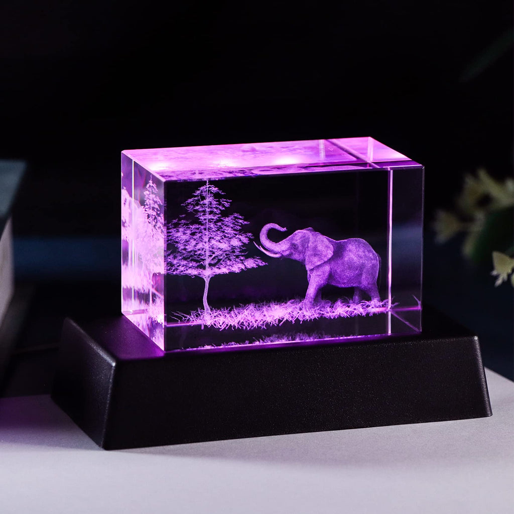 3D Crystal Elephant Decor Stuff Figurines Statue Gift for Elephant Lovers, Mother Day Birthday Gifts for Mom Mother