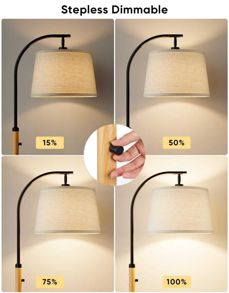 Dimmable Floor Lamp, 65" Tall Metal Standing Lamp with Bulb