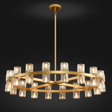 K9 Crystal 36-Light Chandeliers, 36" Round Brass Gold Chandeliers for Dining Room,Modern Farmhouse Wagon Wheel Chandelier for Living Room, Chandelier for Bedroom,Includes G4 Bulbs A117-B0DNZ6S59G