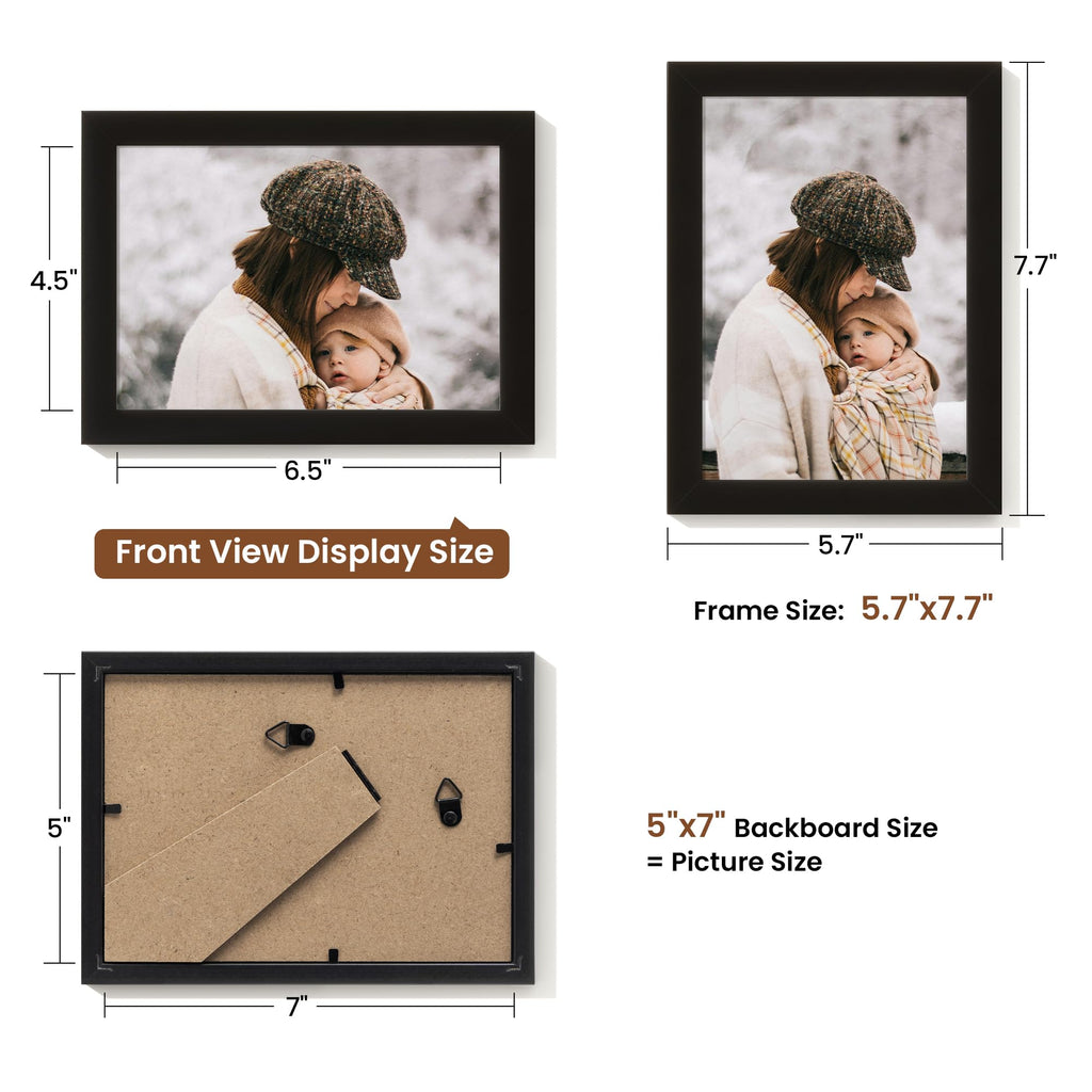 5x7 Picture Frame Set of 12, Photo Frames Display Pictures 5"x7", Black Picture Frames 5x7 Wall Gallery Collage Wall