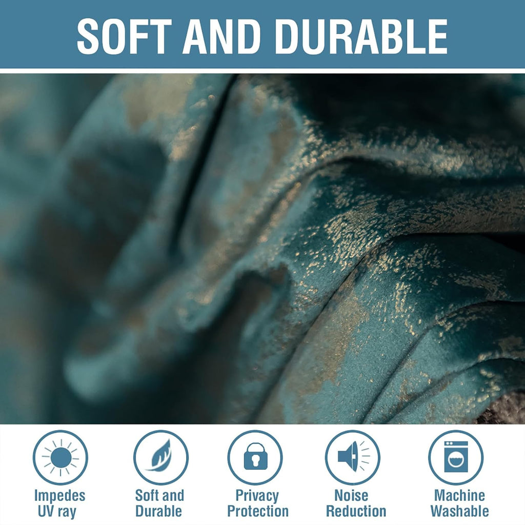 Velvet Curtains,2 Panels Thick Elegant Luxury Grommet Blackout Drapes For Classical Living Room Decor,Thermal
