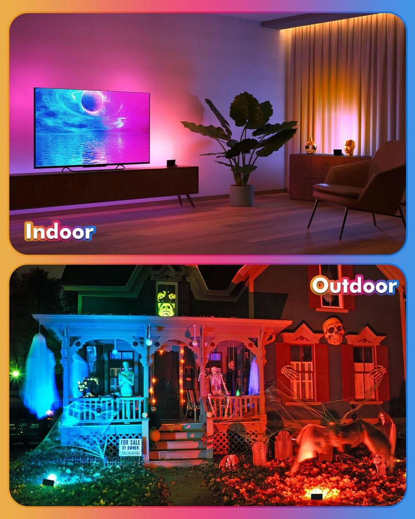 60W 6000LM RGBW Flood Lights Color Changing LED Floodlights | 600W Equivalent Dimmable 6500K White Light Outdoor