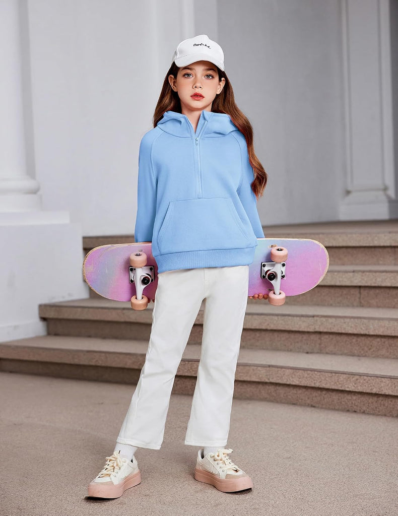 Girls 2 Piece Outfits Sweatsuit Half Zip Sweatshirt and Sweatpants