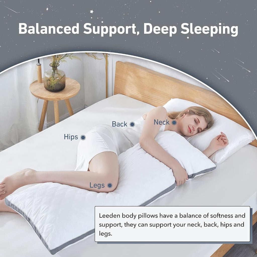 Body Pillow Insert 20 x 54 for Side Sleepers White Support | Soft polyester padding delivers full-body support for