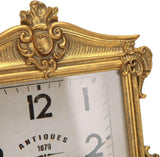 NIKKY HOME Vintage Gold Table Clock, Silent Non-Ticking Battery Operated Retro Desk Shelf Mantel Small Metal Clock for