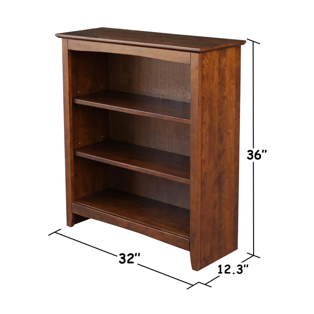 Solid Wood Bookcase 36 in. High, Espresso