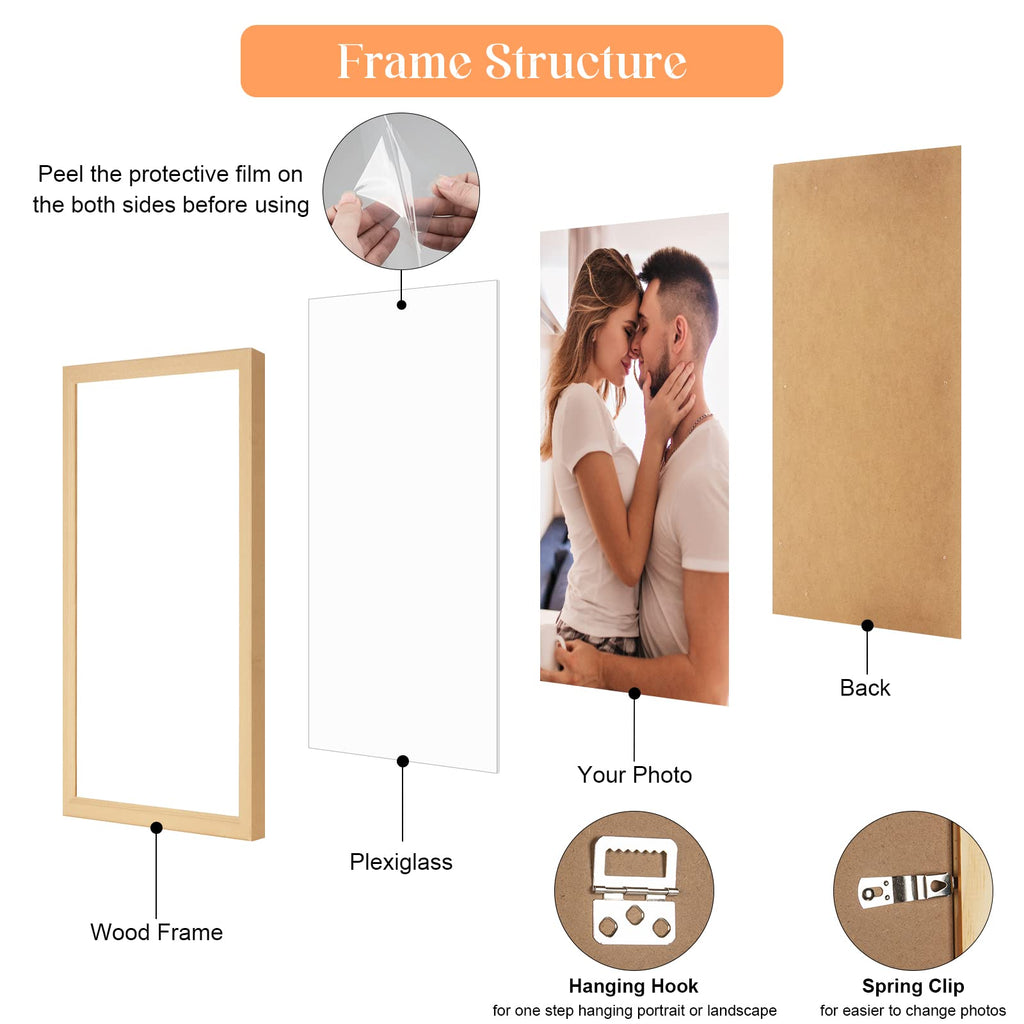 24x24 Wood Frame, Rustic Natural Wooden 24x24in Poster Picture Frame, Modern Beige Woodgrain 24 x 24inch Gallery Wall