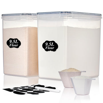 9.5L Flour Sugar Storage Containers, 2 Pack, Each Fits 12.5 lb