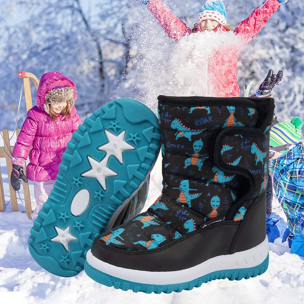 Boys Girls Winter Boots Waterproof Lightweight Kid Snow Boots with Fur Outdoor (Toddler/Little Kid/Big Kid)