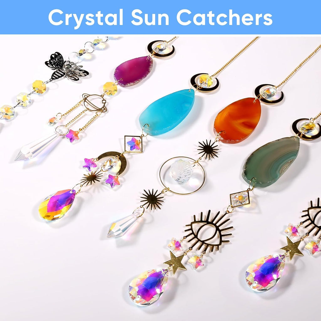 Crystal Suncatcher, Hanging Suncatchers with Crystals Light, 7 PCS - Sun Catchers Indoor Window, Prism Pendants