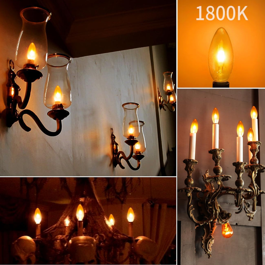 LED Flickering Flame Light Bulbs E12 Base for Decoration,2 Pack