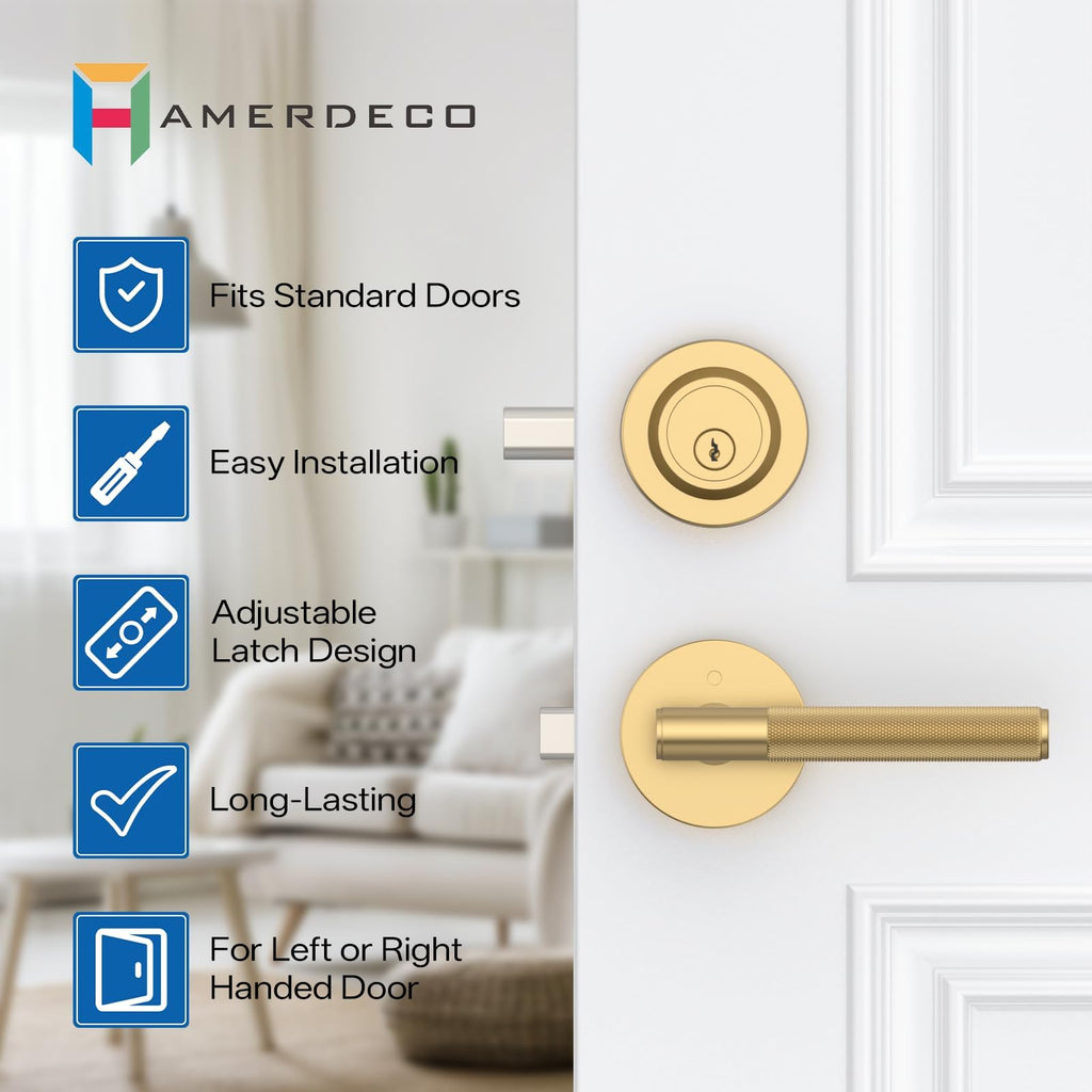 1 Pack Champagne Bronze Passage with Deadbolts