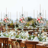 20.3'' Tall 5 Arm Silver Metal Candelabra Centerpiece for Table, Retro Table Centerpieces, Events, Home, Wedding