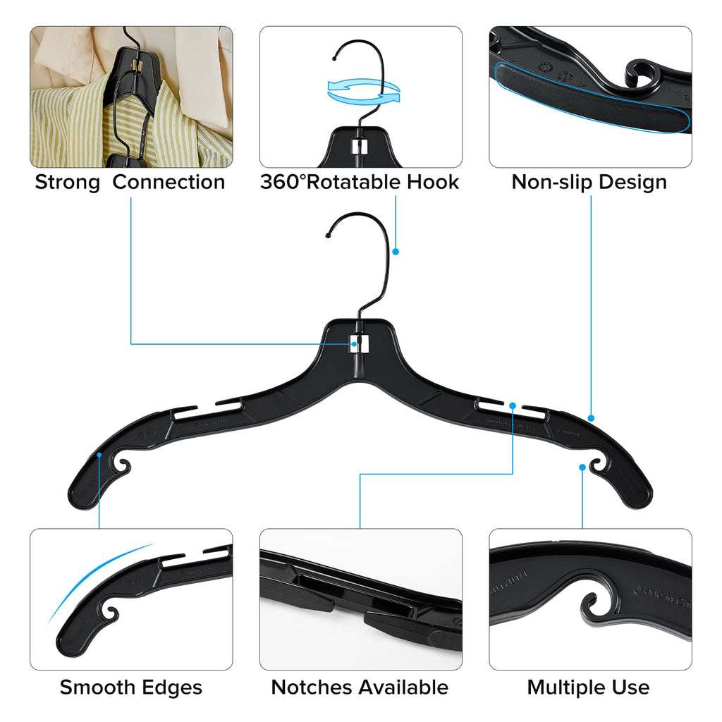 Plastic Hangers with 360 Swivel Metal Hook, Heavy Duty Clothes Hangers, Durable Closet Hangers for Shirt, Coat and